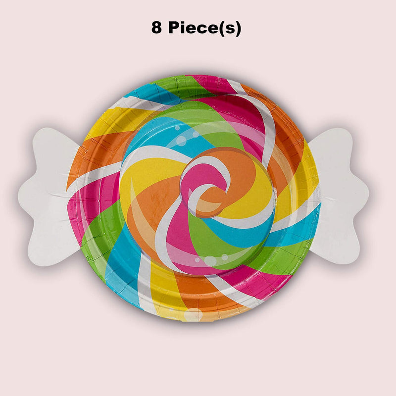 8 Count Candy World Wrapped Candy Shaped Paper Dessert Plates 7.5 Inch Disposable Tableware for Candy Party