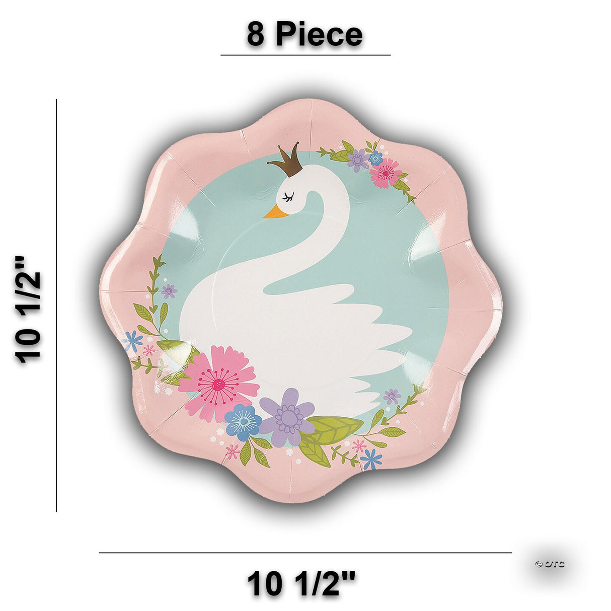 8 Ct. Sweet Swan Party Paper Dinner Plates 10.5" Disposable Elegant Birthday Plates