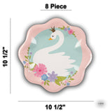 8 Ct. Sweet Swan Party Paper Dinner Plates 10.5" Disposable Elegant Birthday Plates