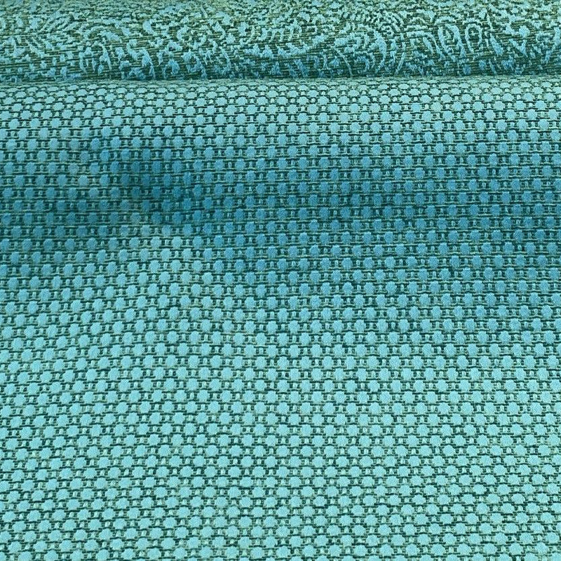 Amy Brocade Jacquard Fabric - Teal, Small Dot, 56" Width (1 Yard)