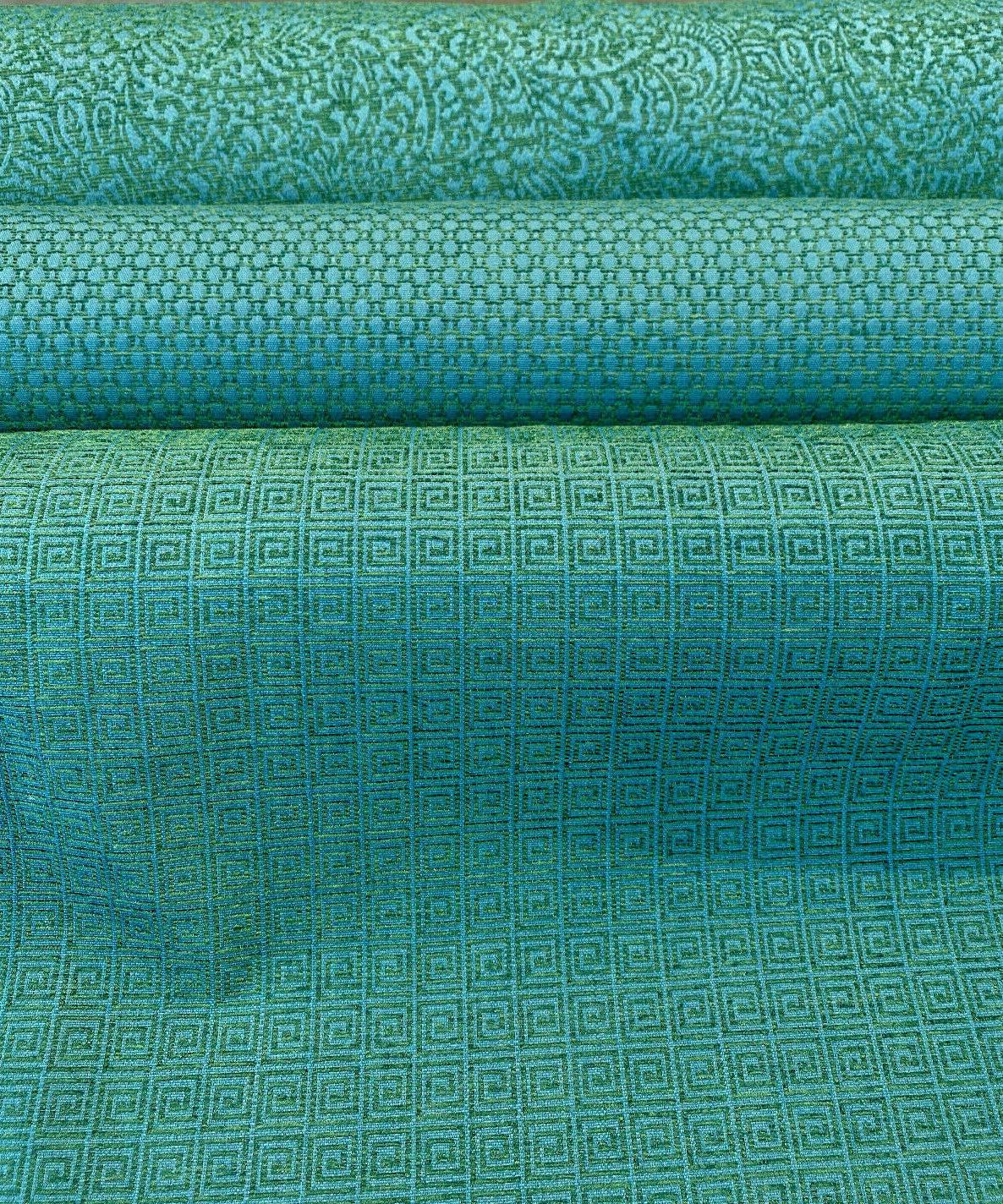 Amy Brocade Jacquard Fabric - Teal, Small Dot, 56" Width (1 Yard)