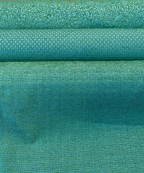 Amy Brocade Jacquard Fabric - Teal, Small Dot, 56" Width (1 Yard)