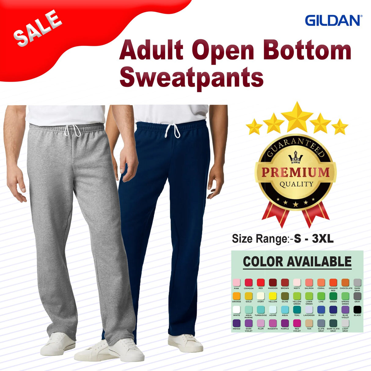 Gildan® Adult Heavy Blend Open-Bottom Sweatpants