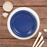 24 Count Classic Navy 7" Paper Dessert Plates Ideal for Weddings Parties Showers