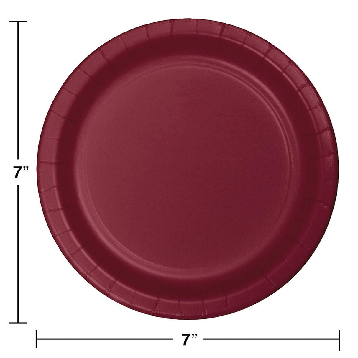 24 Count Burgundy Color Paper Dessert Plates for Birthday Wedding Party 7"