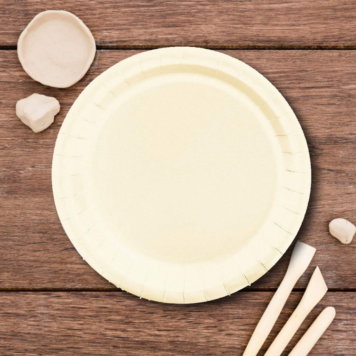 24 Count Ivory 7 Inch Solid Color Paper Plates for Elegant Snack Time