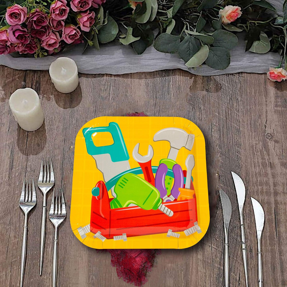 8 Count Little Handyman Paper Plates 9 1/4 Inch Tool Party Birthday Supplies