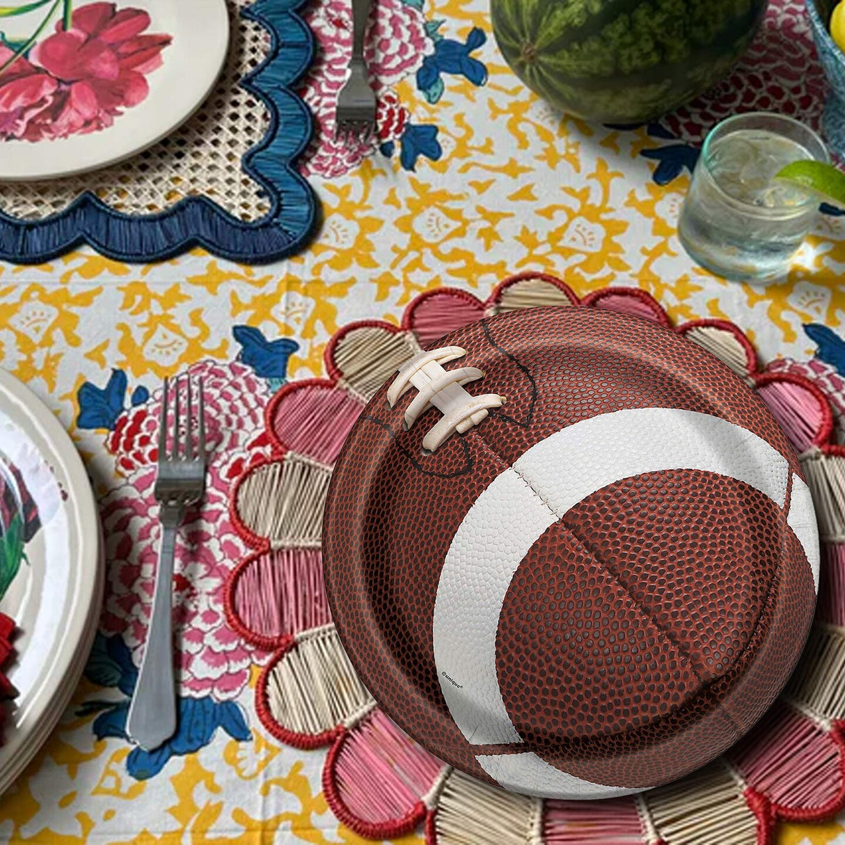 8 Count Football Party Round Disposable Paper Plates 8 1/2 Inch for Game Day Events