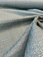 Greek Key Azure Tide Alexis Brocade Jacquard Fabric - Azure Tide Green, Greek Key On Stria Warp, 54" Width (1 Yard)