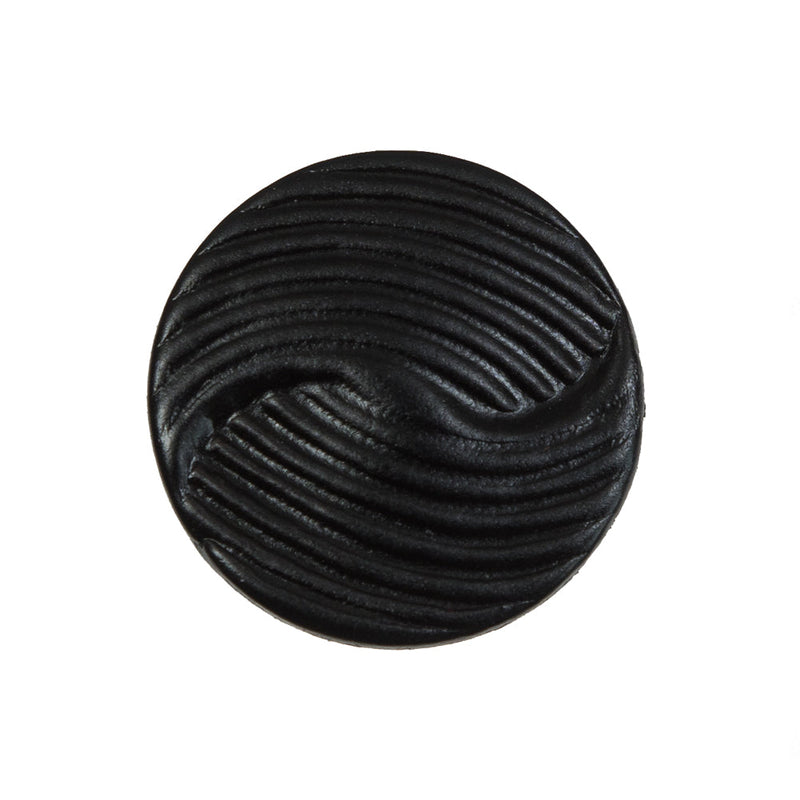 Black Embossed Leather Shank Back Button - 40L/25.5mm
