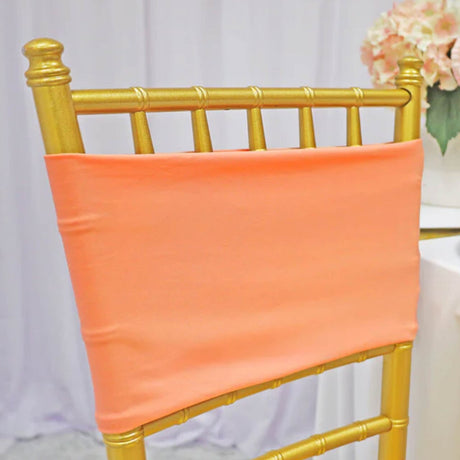 10 Pieces Soft Apricot Peach Stretch Spandex Chair Bands 7 x 13 Inches