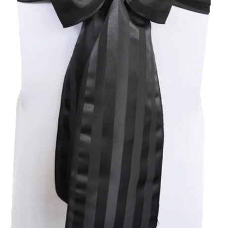 10 Pieces Black Striped Jacquard Polyester Chair Sashes 7.5"x108" for Modern Events