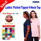 Devon & Jones® CrownLux Performance Ladies Plaited Tipped V-Neck Top