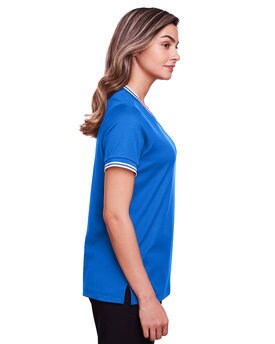 Devon & Jones® CrownLux Performance Ladies Plaited Tipped V-Neck Top