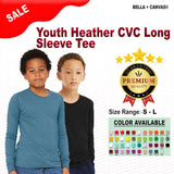 BELLA + CANVAS® Youth Heather CVC Crewneck Long Sleeve Tee - 3501YCVC