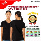 BELLA + CANVAS® Women's Relaxed Heather CVC V-Neck Short Sleeve Tee - 6405CVC