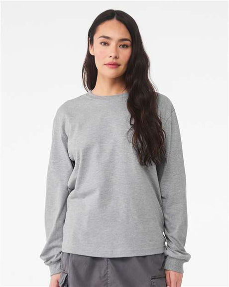 BELLA + CANVAS Heavyweight Crewneck Long Sleeve Tee in Maroon