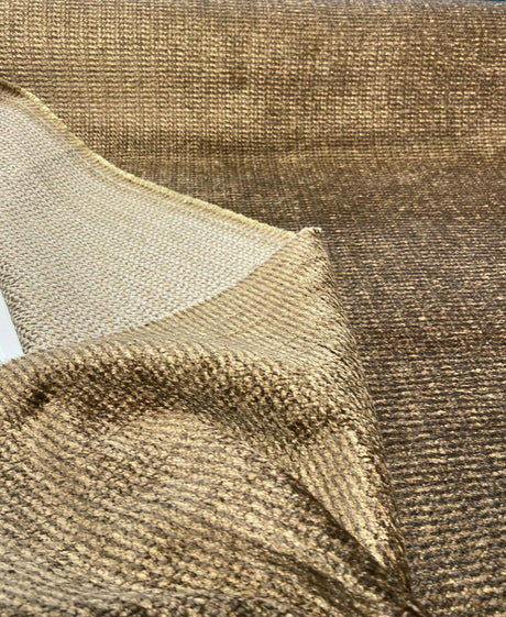 Omega Cocoa Soft Chenille Upholstery Fabric - Golden Brown, Multi Chenille Plain, 56" Width (1 Yard)