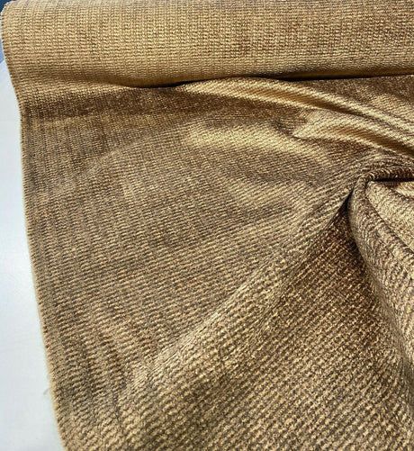 Omega Cocoa Soft Chenille Upholstery Fabric - Golden Brown, Multi Chenille Plain, 56" Width (1 Yard)