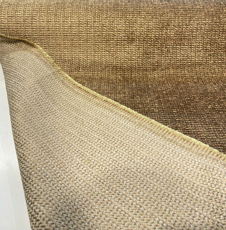 Omega Cocoa Soft Chenille Upholstery Fabric - Golden Brown, Multi Chenille Plain, 56" Width (1 Yard)