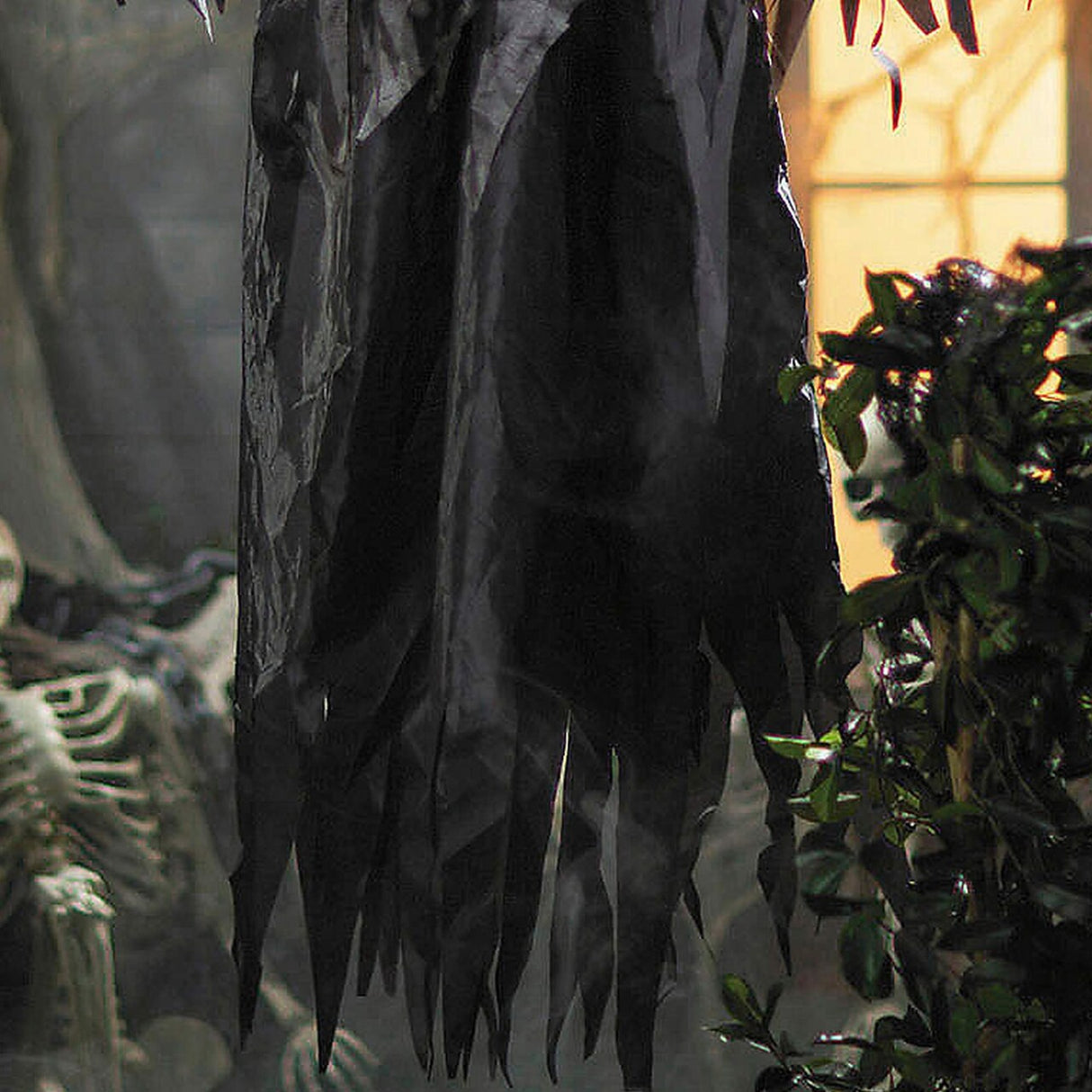 5 Ft 4 Inch Light Up Hanging Black Gray Grim Reaper Halloween Decoration