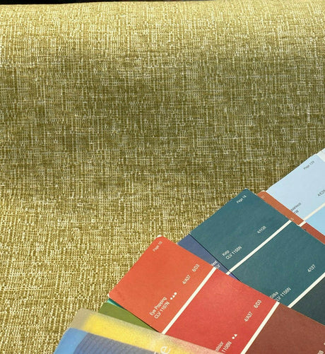 Flash Citron Green Chenille Soft Upholstery Fabric - Citron Green Textured Chenille, 58" Width (1 Yard)