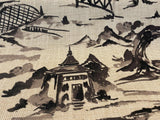 Nanping Toile Chinoiserie Black Basketweave Polyester Fabric - Black Toile, Basketweave, 54" Width (1 Yard)