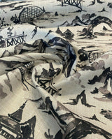 Nanping Toile Chinoiserie Black Basketweave Polyester Fabric - Black Toile, Basketweave, 54" Width (1 Yard)