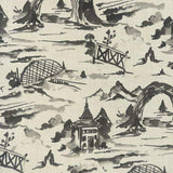 Nanping Toile Chinoiserie Black Basketweave Polyester Fabric - Black Toile, Basketweave, 54" Width (1 Yard)
