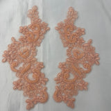 Beaded Corded Floral Lace Applique Pair