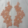 Beaded Corded Floral Lace Applique Pair