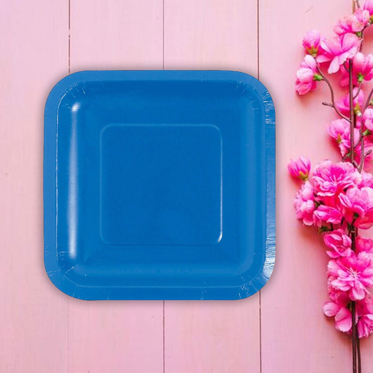 24 Count Royal Blue Square Paper Dessert Plates for Birthday Party Wedding Baby Shower 7"