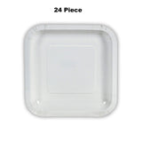 24 Count White Square Paper Dessert Plates for Wedding Party Baby Shower Events 7"