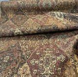 Tabriz Vicuna Chenille Fabric - Diamond Medallion, Rust Brown Burgundy, 56" Width (1 Yard)