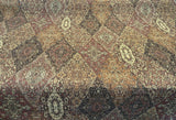 Tabriz Vicuna Chenille Fabric - Diamond Medallion, Rust Brown Burgundy, 56" Width (1 Yard)