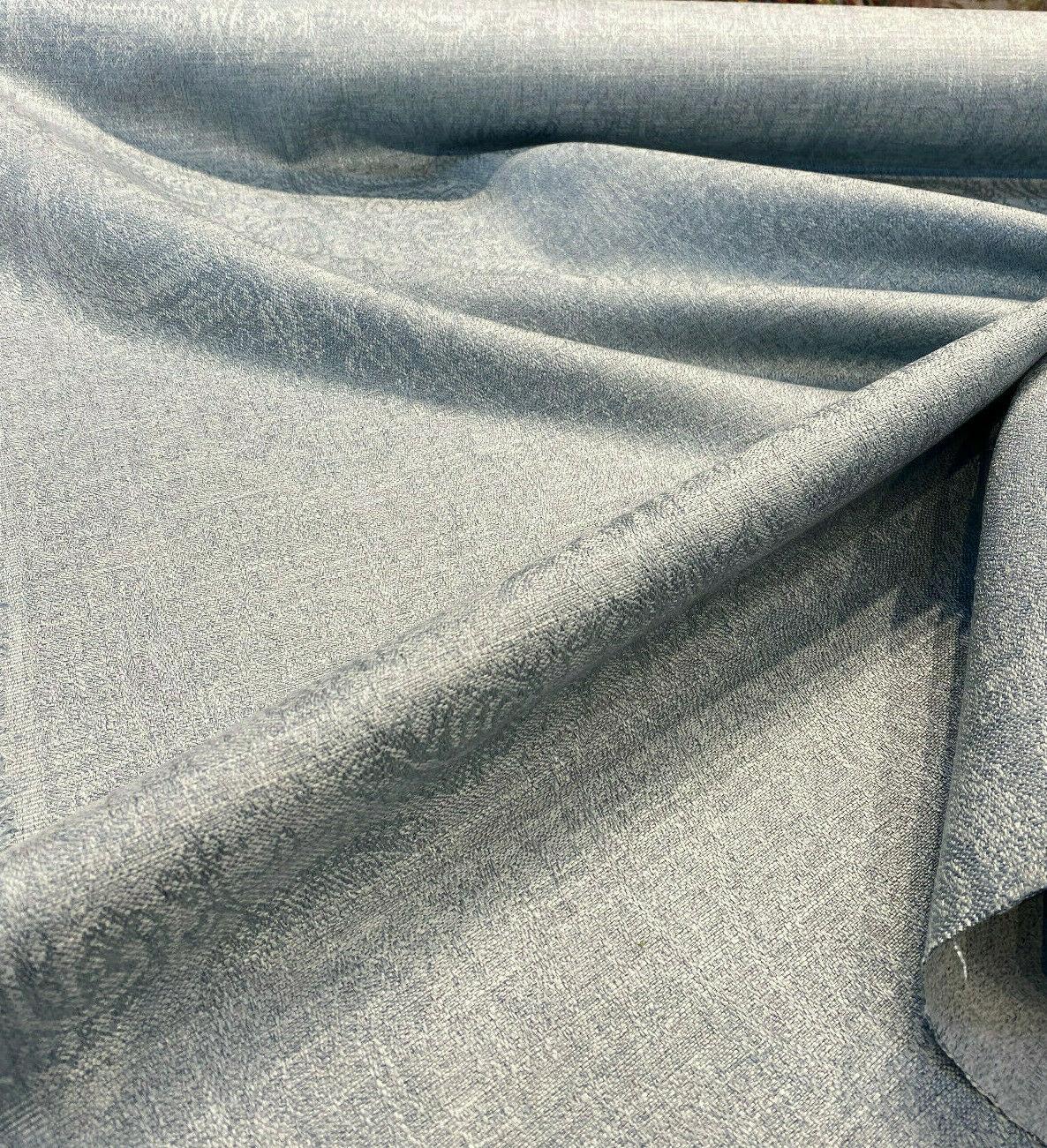 Tallulah Blue Slate Paisley Turbo Jacquard Polyester Fabric - Blue Slate Paisley Damask, 55" Width (1 Yard)