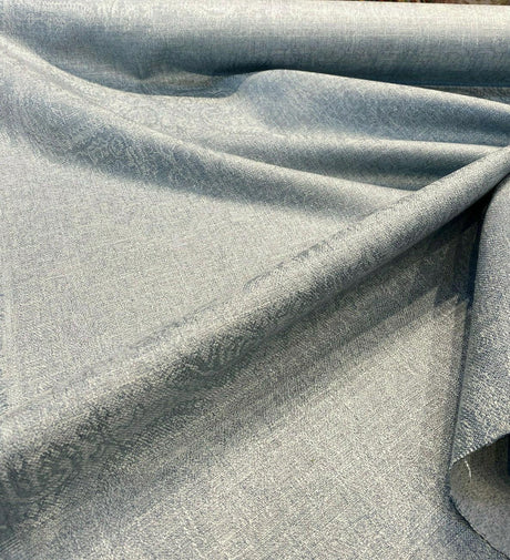 Tallulah Blue Slate Paisley Turbo Jacquard Polyester Fabric - Blue Slate Paisley Damask, 55" Width (1 Yard)