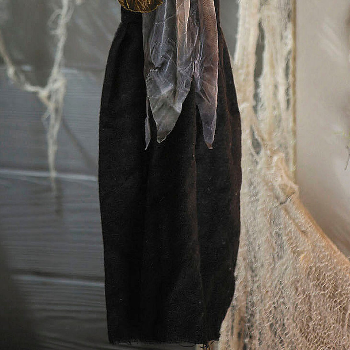 27 1/2" Hanging Smiling Witch with Gray Hair Halloween Decoration