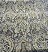 Damask Jaclyn Silver Chenille Fabric - Silver Beige Charcoal Damask, 58" Width (1 Yard)