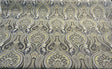 Damask Jaclyn Silver Chenille Fabric - Silver Beige Charcoal Damask, 58" Width (1 Yard)
