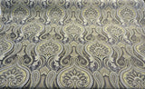 Damask Jaclyn Silver Chenille Fabric - Silver Beige Charcoal Damask, 58" Width (1 Yard)