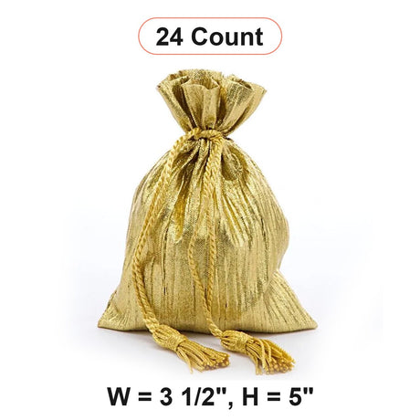Sparkling Crinkled Metallic Fabric Bags 3 1/2 '' x 5 ''