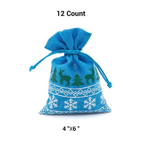 Christmas Gift Bags 4” x 6” Faux Linen Style