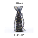 Star Print Organza Wine Bags 6 1/2 '' x 15 '' Black Color 12 EACH / PACKAGE