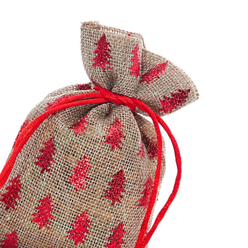 Christmas Tree Fabric Bag 8” x 10” Metallic Holiday Design