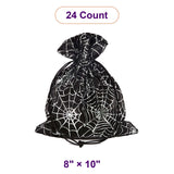 Spider Web Fabric Bags 8 '' x 10 '' Black / Silver Satin Color 12 EACH / PACKAGE
