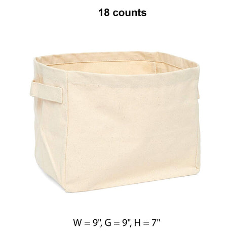 Burlap/Canvas Storage Baskets 9 '' X 9 '' X 7 '' Natural White Canvas