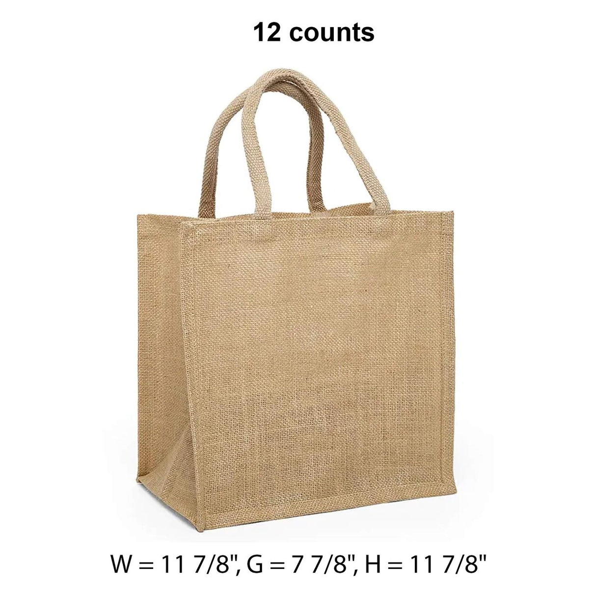 Jute Shopping Bags - Laminated Interior 11 7/8 '' X 7 7/8 '' X 11 7/8 '' Natural