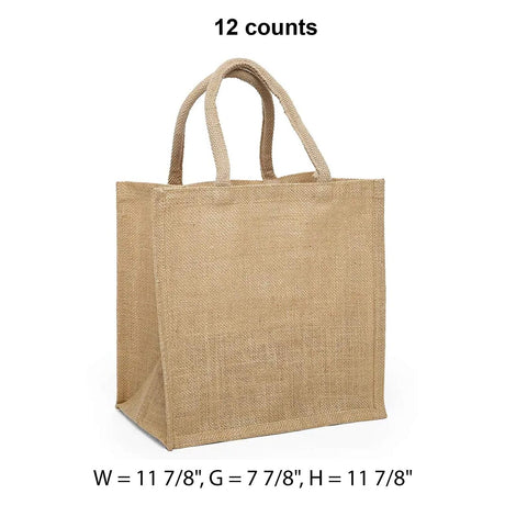 Jute Shopping Bags - Laminated Interior 11 7/8 '' X 7 7/8 '' X 11 7/8 '' Natural