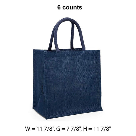 Jute Shopping Bags - Laminated Interior 11 7/8 '' X 7 7/8 '' X 11 7/8 '' Navy